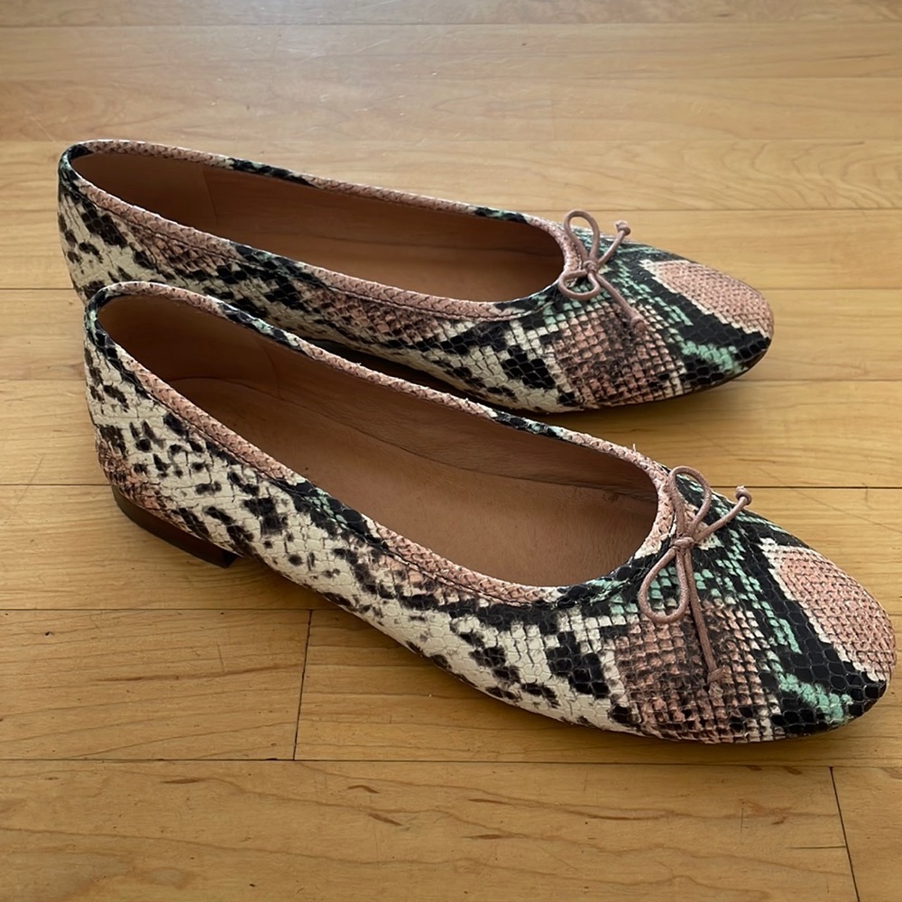 The Adelle Ballet Flat in Snake Embossed Leather